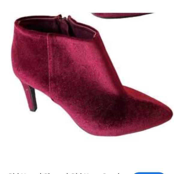 OLD NAVY MARION WINE COLOUR VELOUR POINTY TOE HIGH HEELS BOOTIE SIZE 8 - Picture 5 of 11